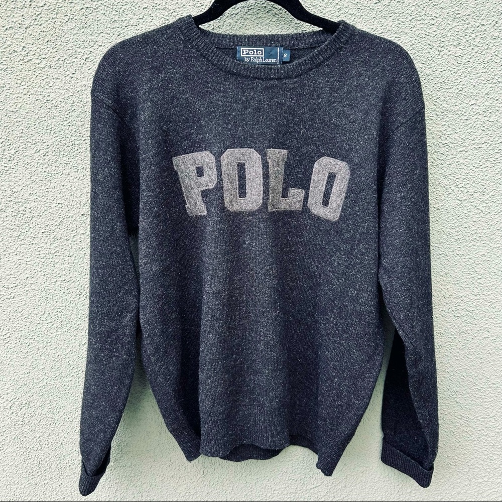 VTG 80s Ralph Lauren Lambswool Sweater | Graphic POLO | Size S